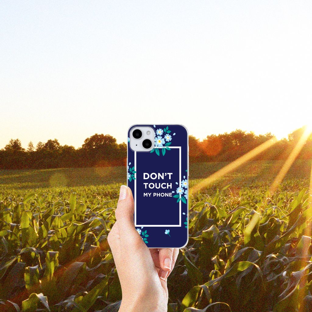iPhone 15 Silicone-hoesje Flowers Blue DTMP B2C Telecom