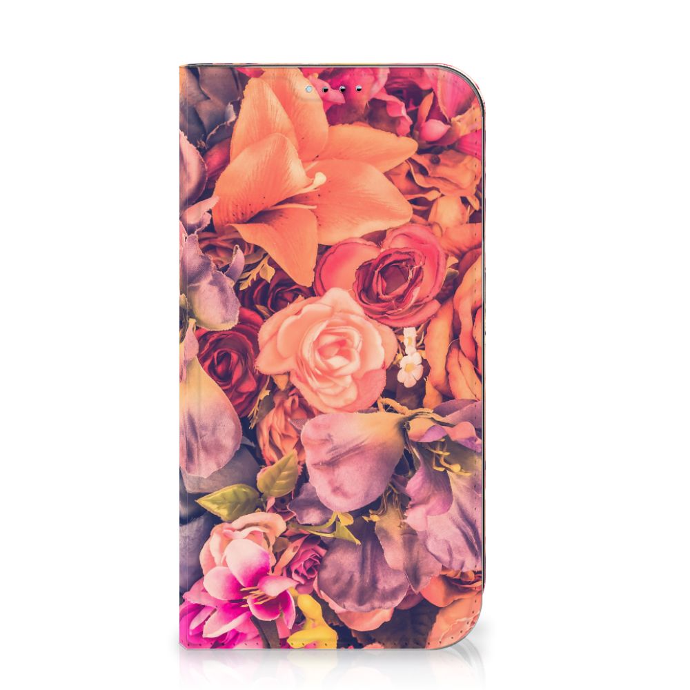 iPhone 15 Smart Cover Bosje Bloemen met kleurrijke oranje, paarse en roze bloemen 🌸.