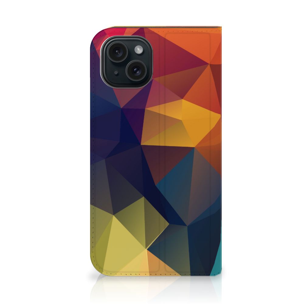 iPhone 15 Stand Case Polygon Color case ontwerp kleuren asymmetrisch