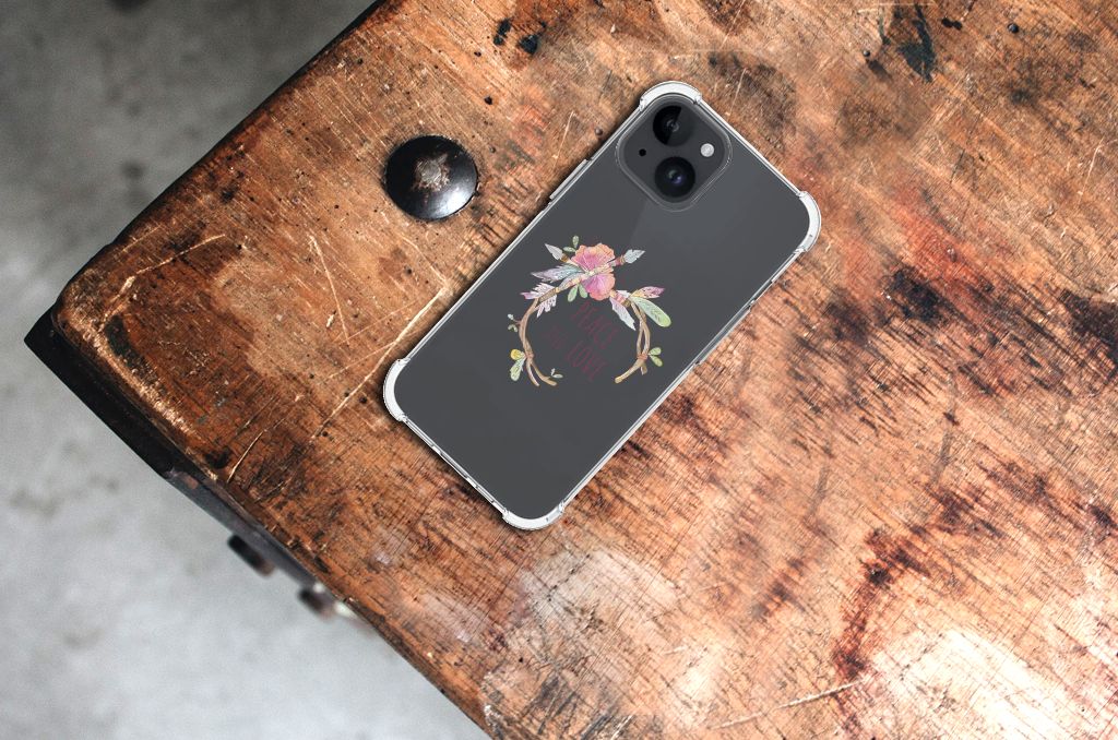 iPhone 15 Stevig Bumper Hoesje Boho Text B2C Telecom