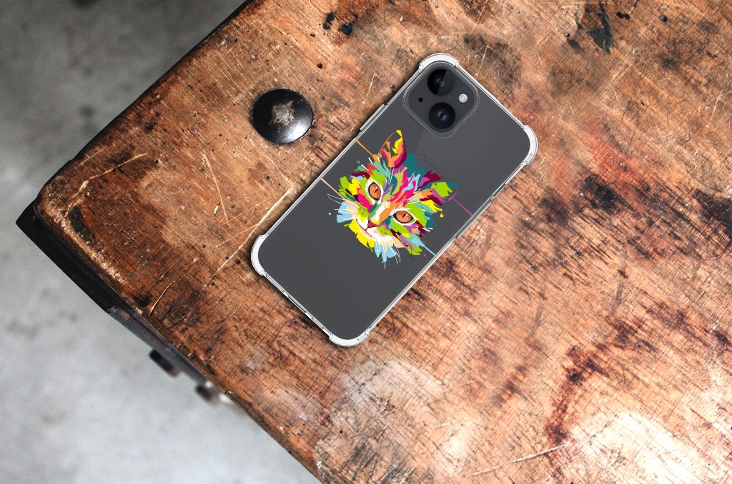 iPhone 15 Stevig Bumper Hoesje Cat Color B2C Telecom