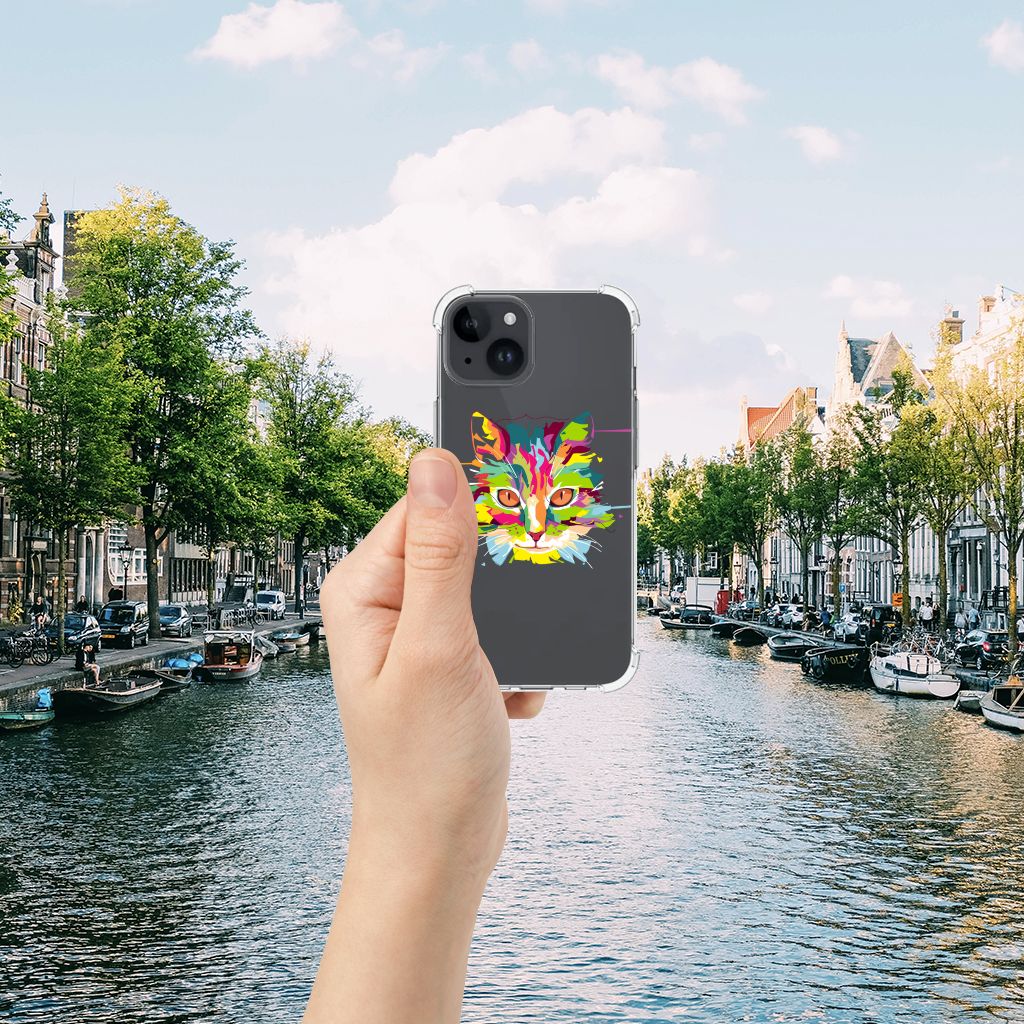 iPhone 15 Stevig Bumper Hoesje Cat Color B2C Telecom