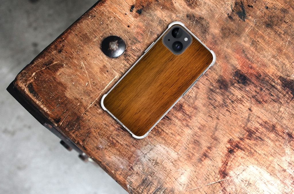 iPhone 15 Stevig Telefoonhoesje Donker Hout B2C Telecom