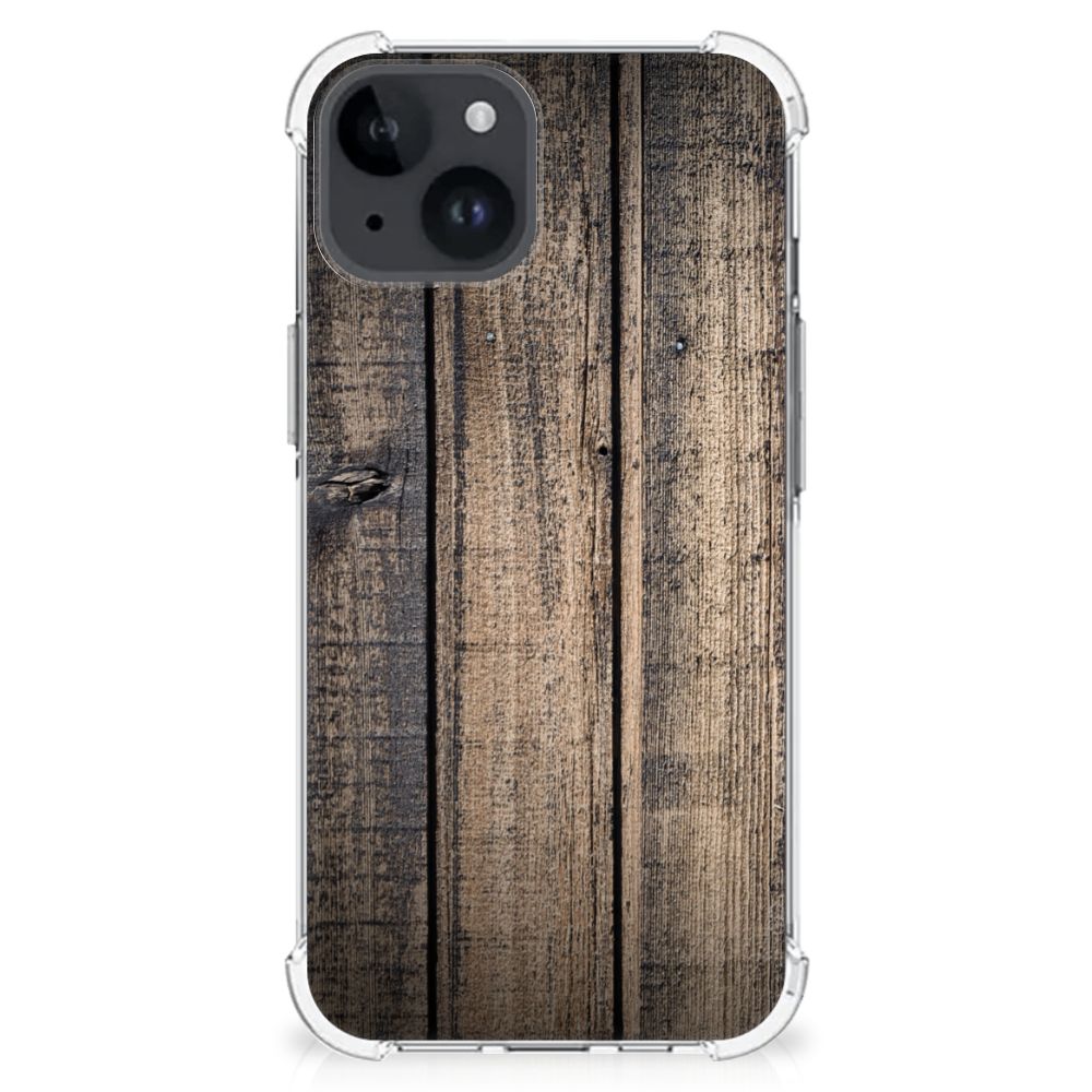 iPhone 15 Stevig Telefoonhoesje Steigerhout telefoonhoesje steigerhout achteraanzicht
