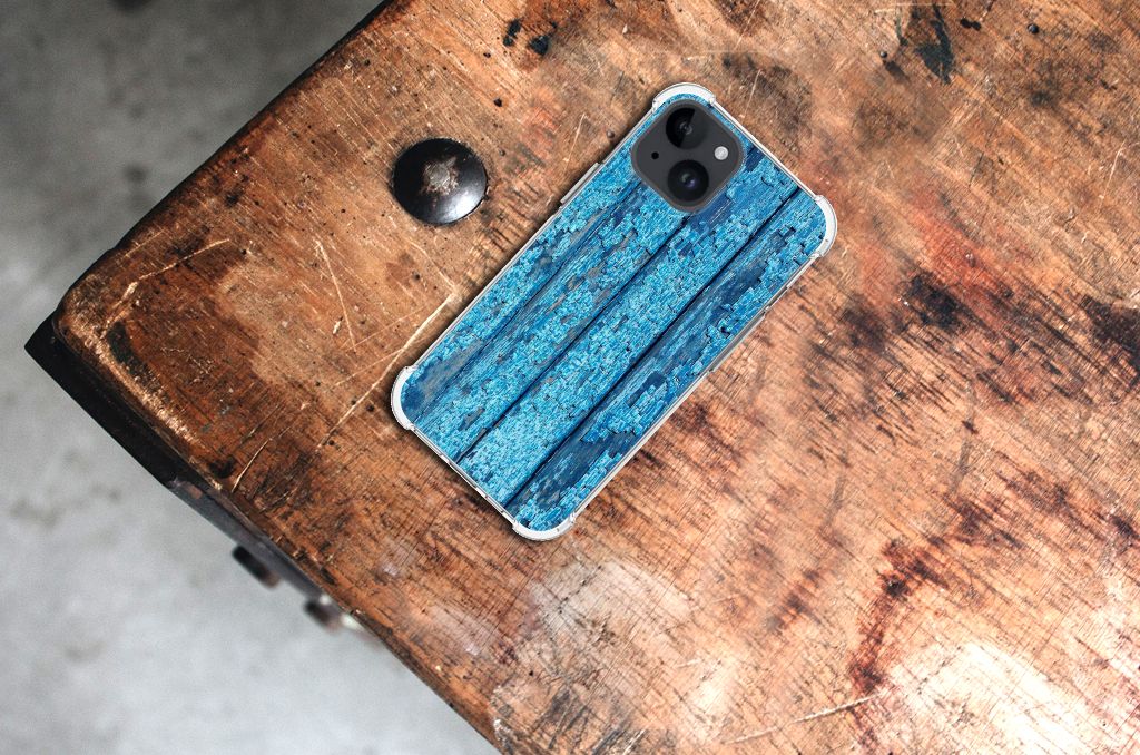 iPhone 15 Stevig Telefoonhoesje Wood Blue B2C Telecom