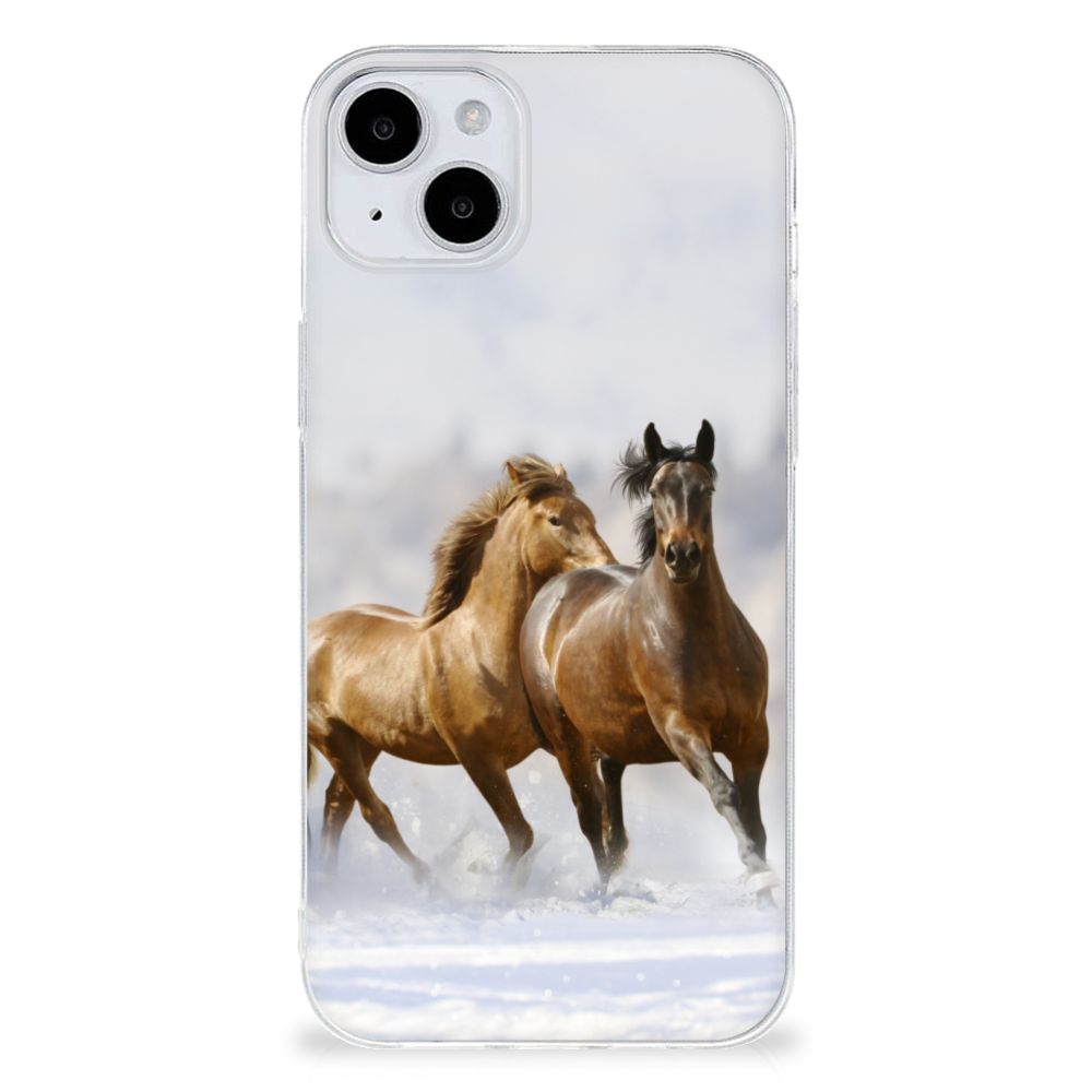 iPhone 15 TPU Hoesje Paarden paarden ontwerp schuin