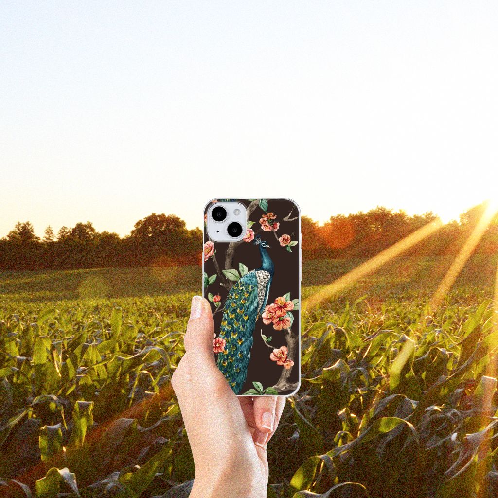 iPhone 15 TPU Hoesje Pauw met Bloemen B2C Telecom