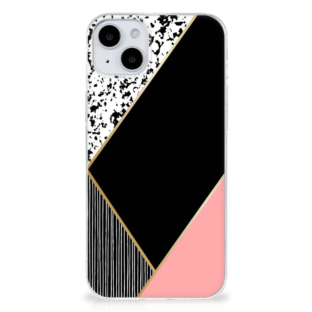 iPhone 15 TPU Hoesje Zwart Roze Vormen B2C Telecom