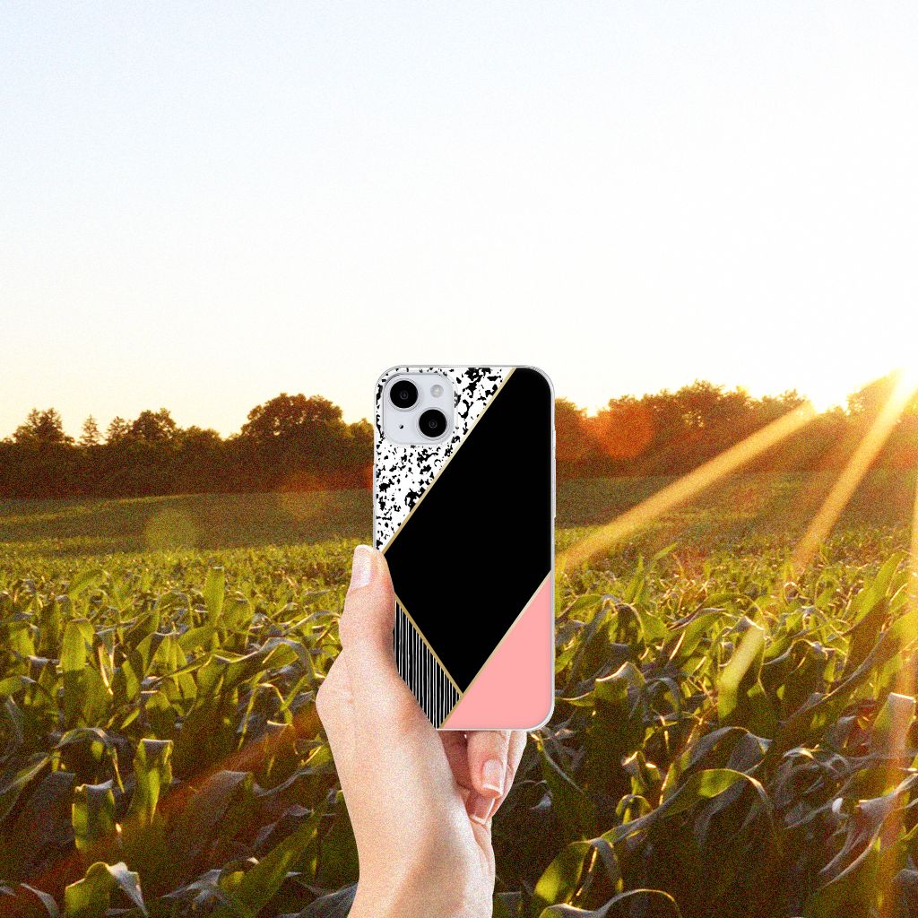 iPhone 15 TPU Hoesje Zwart Roze Vormen B2C Telecom