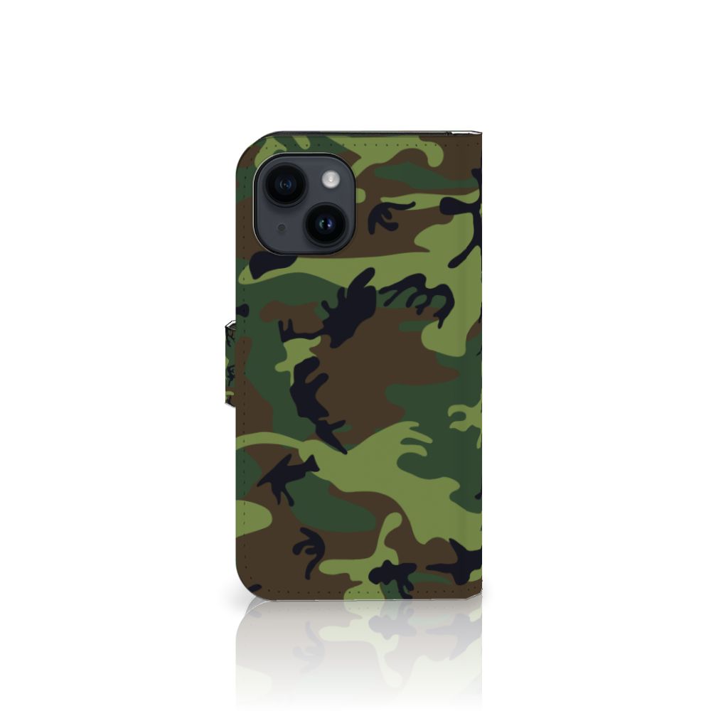 iPhone 15 Telefoon Hoesje Army Dark met camouflage print voor een stoere look.