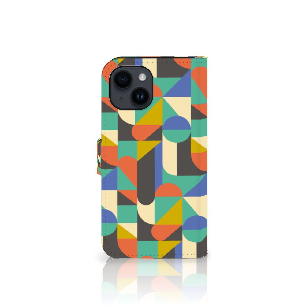 iPhone 15 Telefoon Hoesje Funky Retro met kleurrijk geometrisch patroon 🎨