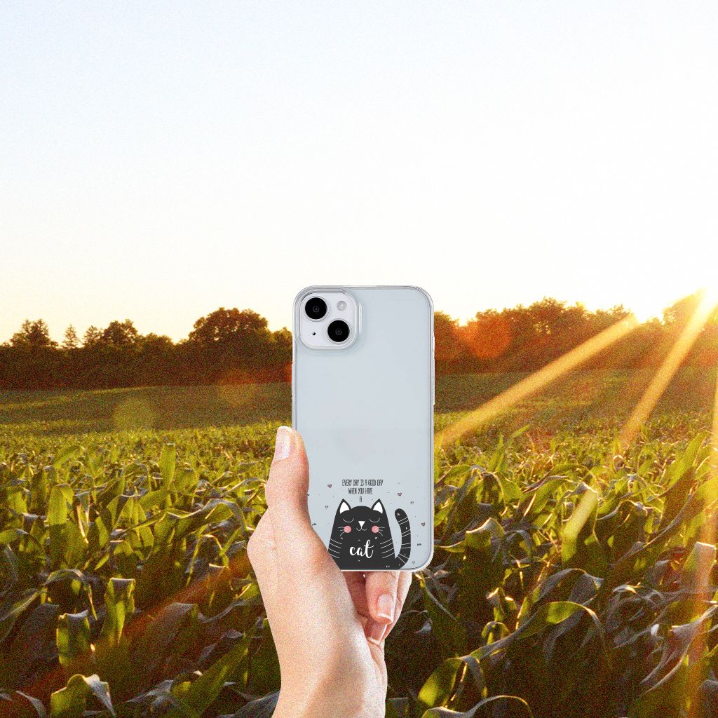 iPhone 15 Telefoonhoesje met Naam Cat Good Day B2C Telecom