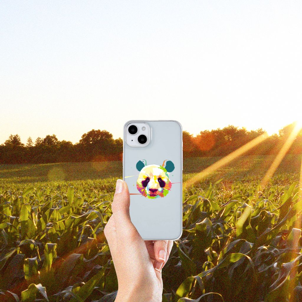 iPhone 15 Telefoonhoesje met Naam Panda Color telefoonhoesje panda design vooraanzicht