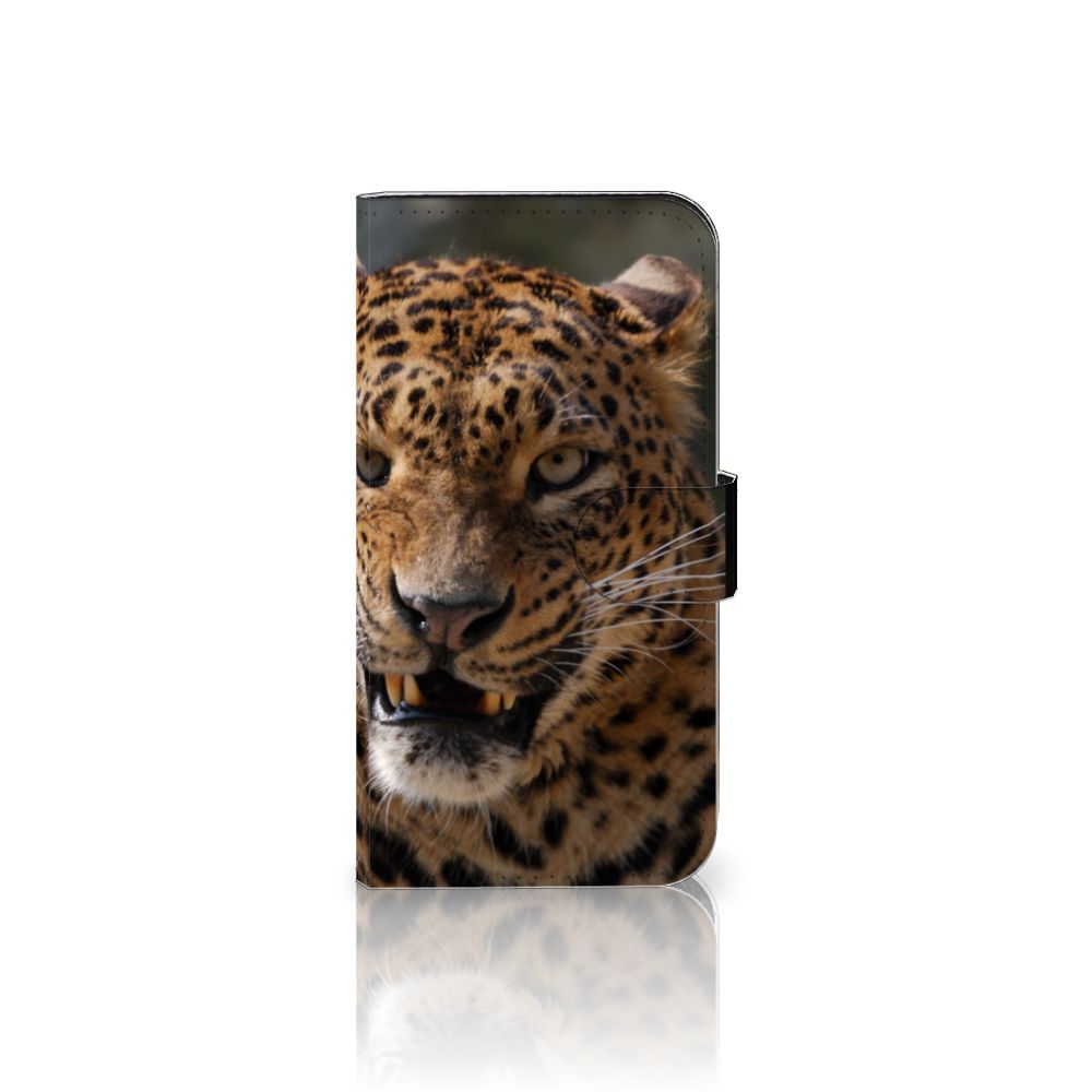 iPhone 15 Telefoonhoesje met Pasjes Luipaard telefoonhoesje met luipaard design voorkant