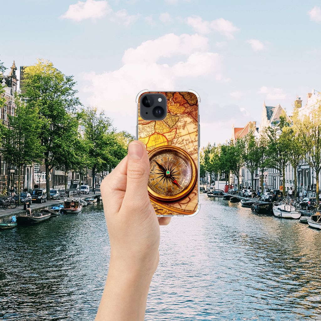 iPhone 15 Telefoonhoesje met valbescherming Kompas hand buiten water