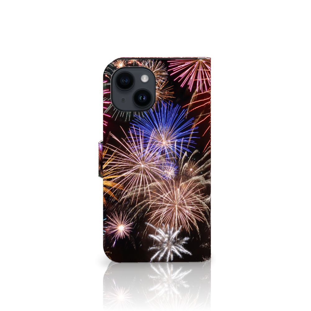 iPhone 15 Wallet Case met Pasjes Vuurwerk met kleurrijke siervuurwerkprint 🎆