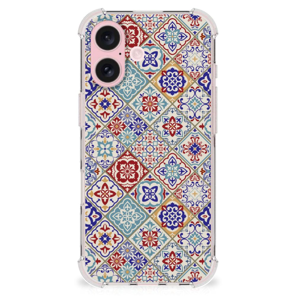 iPhone 16 Anti-Shock Hoesje Tiles Color achterkant kleurdesign