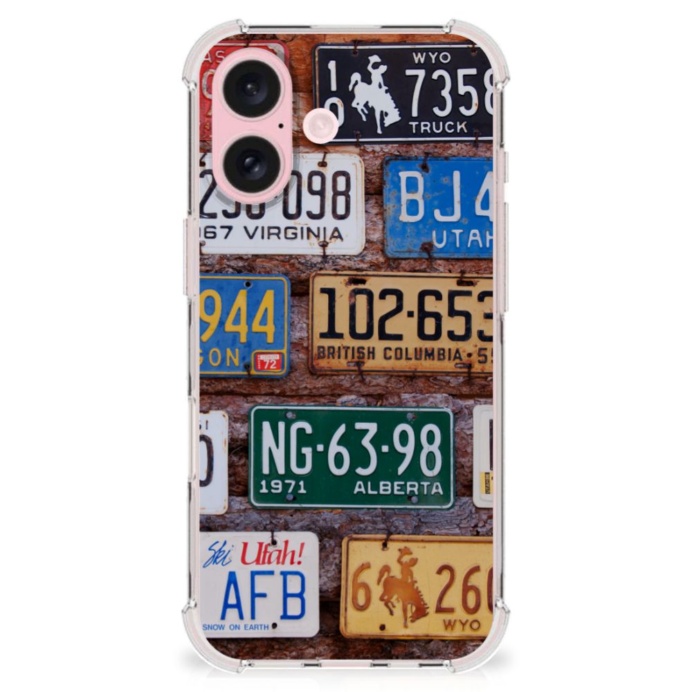 iPhone 16 Anti-shock Hoesje met foto Kentekenplaten design kentekenplaten aanzicht