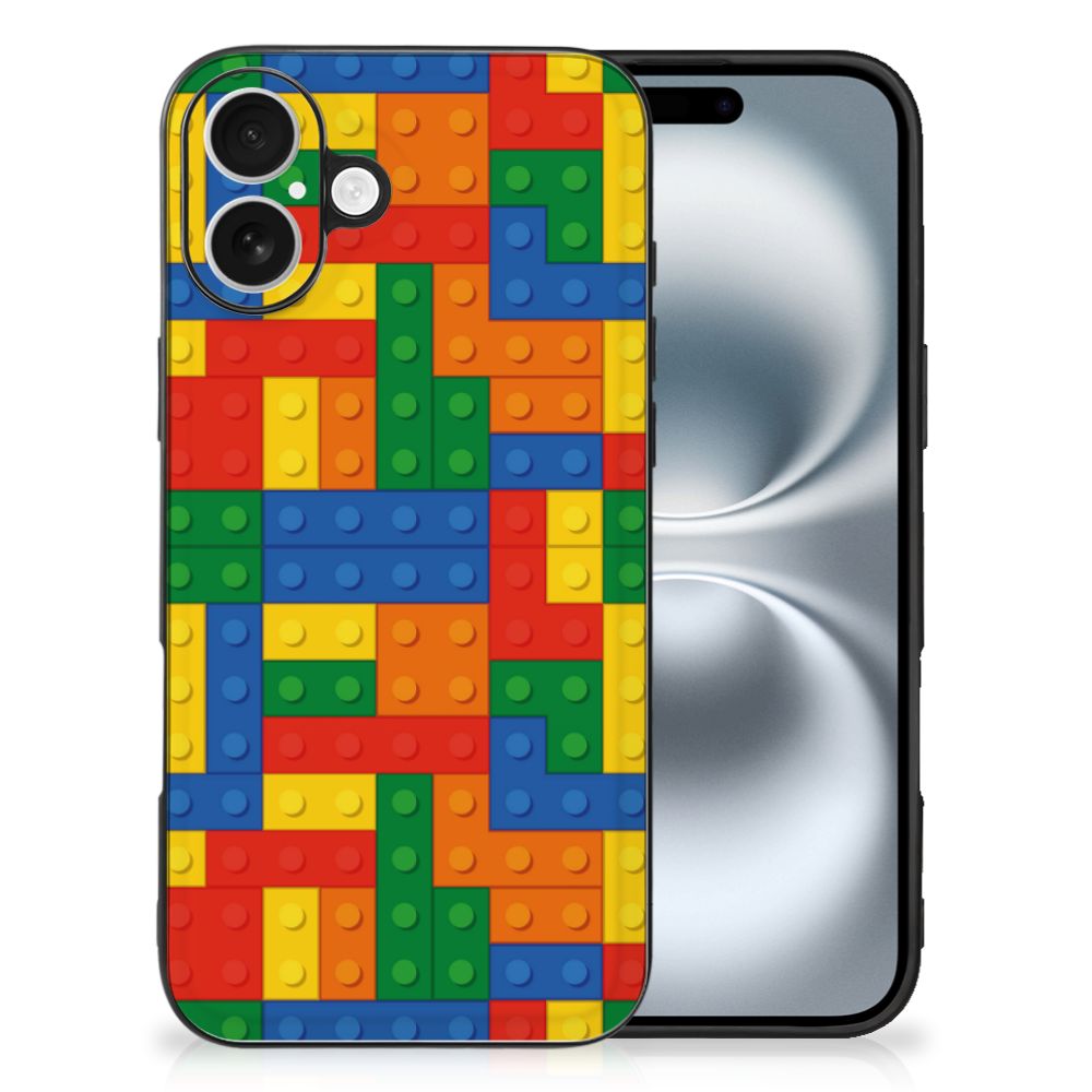 Apple iPhone 16 Back Case Blokken patronen kleurrijk aanzicht