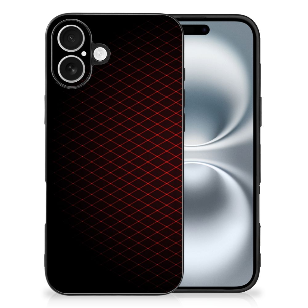 Apple iPhone 16 Back Case Geruit Rood patroon design achterzijde