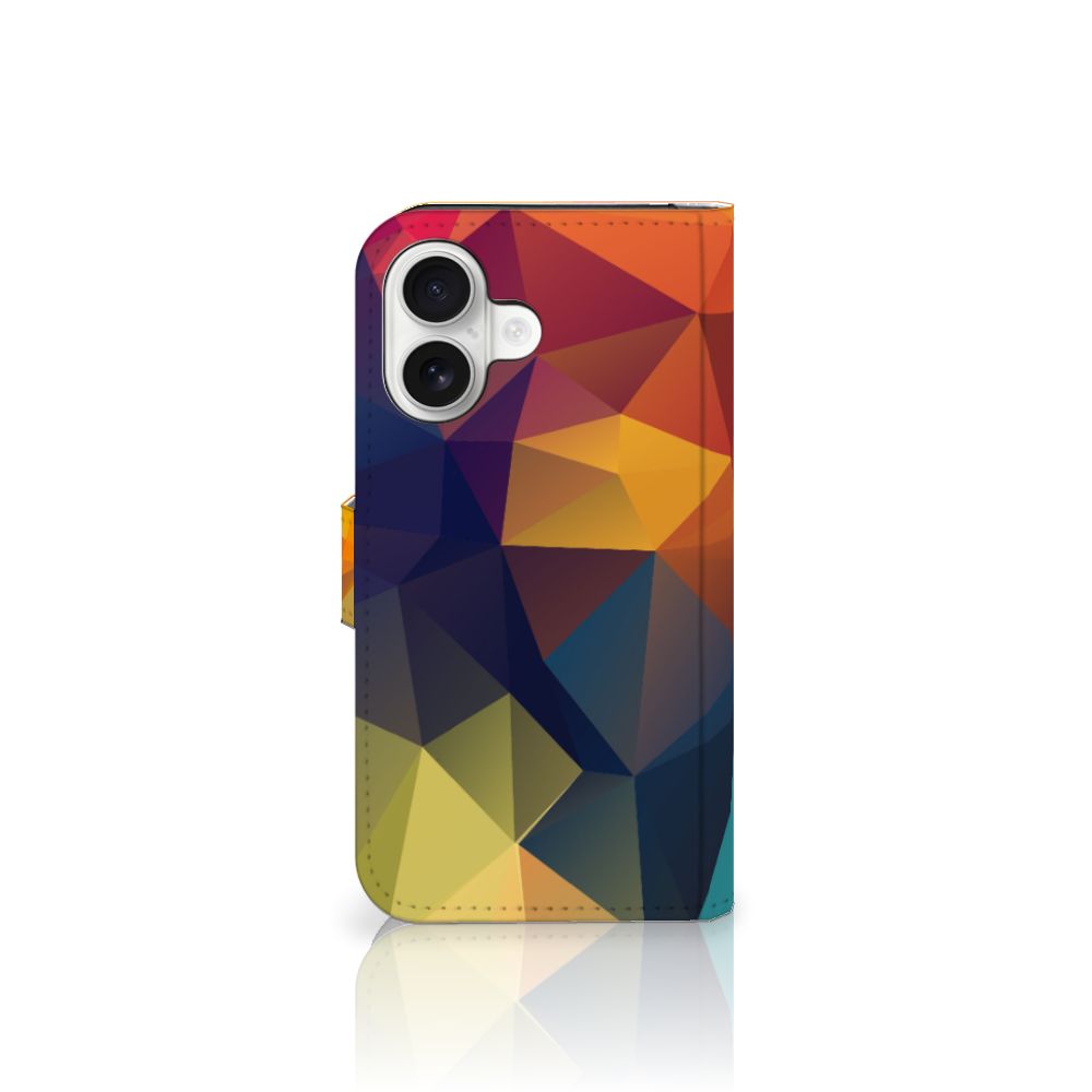 iPhone 16 Book Case Polygon Color design geometrisch aanzicht