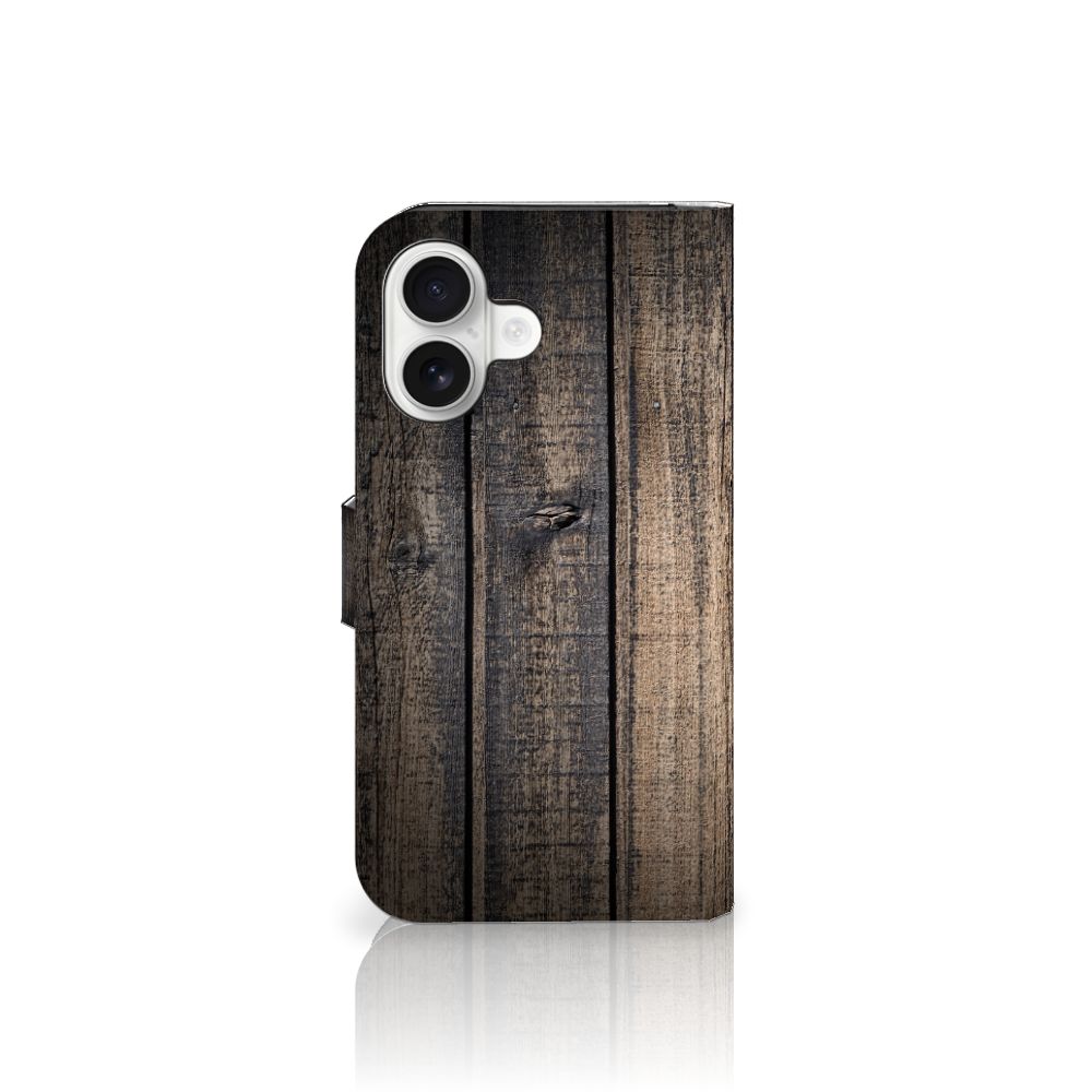 iPhone 16 Book Style Case Steigerhout bookstyle case steigerhout aanzicht