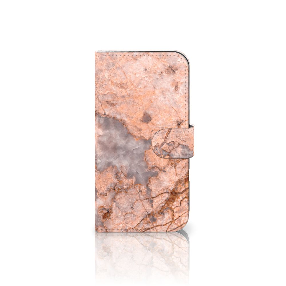 iPhone 16 Bookcase Marmer Oranje Bookcase Marmer Oranje voorkant