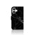iPhone 16 Bookcase Marmer Zwart telefoonhoesje zwart marmer aanzicht