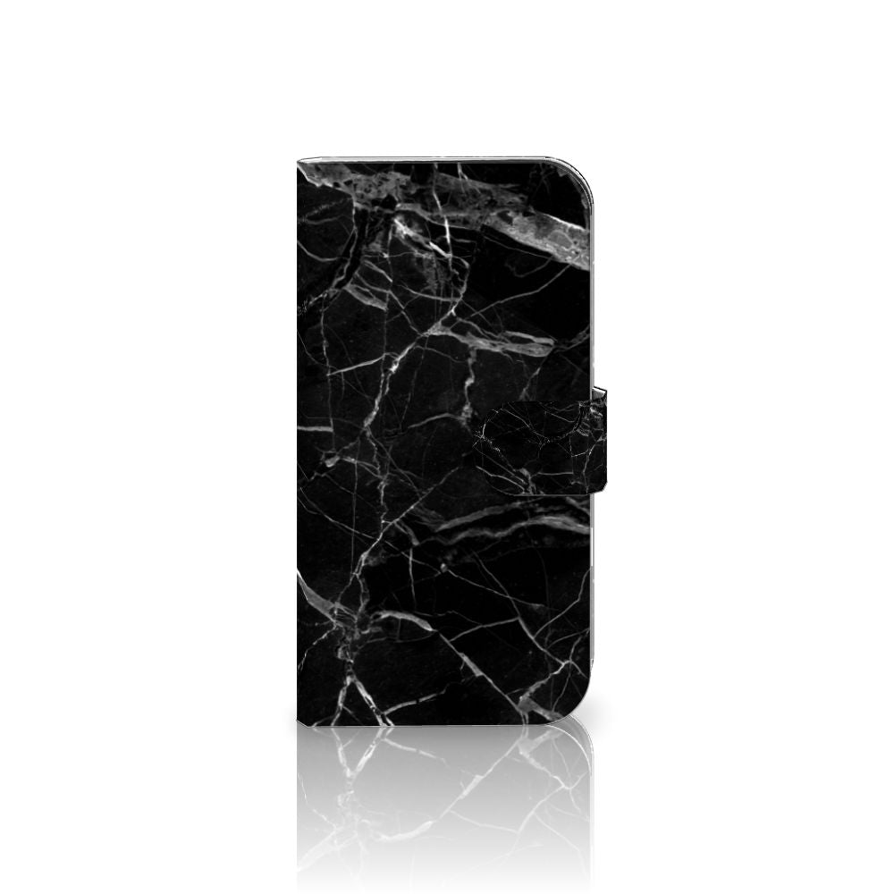 iPhone 16 Bookcase Marmer Zwart Bookcase zwart marmer voorkant
