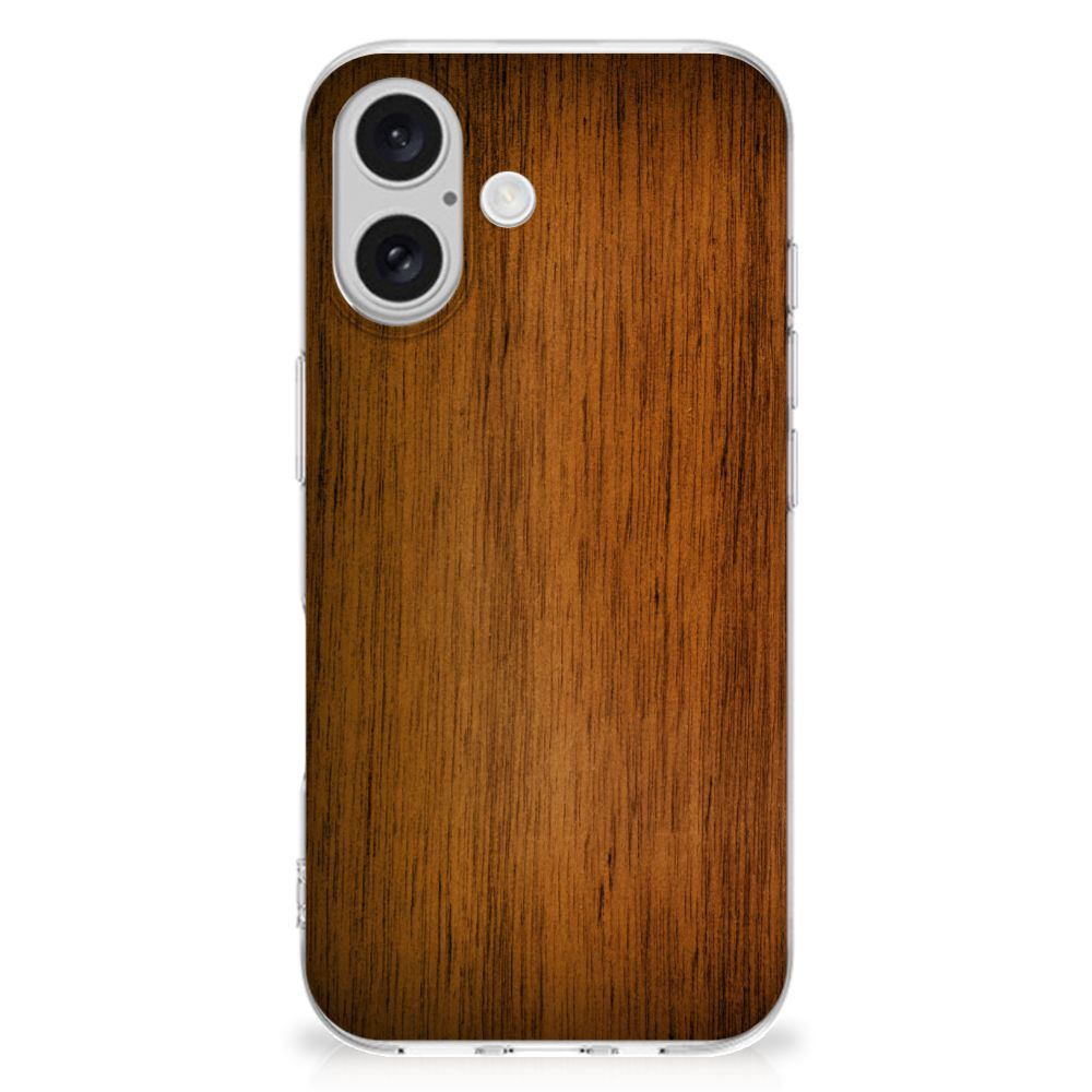 iPhone 16 Bumper Hoesje Donker Hout hoesje design donker hout achterkant