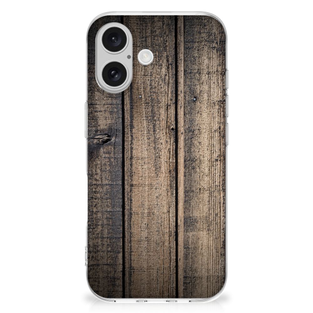 Apple iPhone 16 Bumper Hoesje Steigerhout achterkant steigerhout