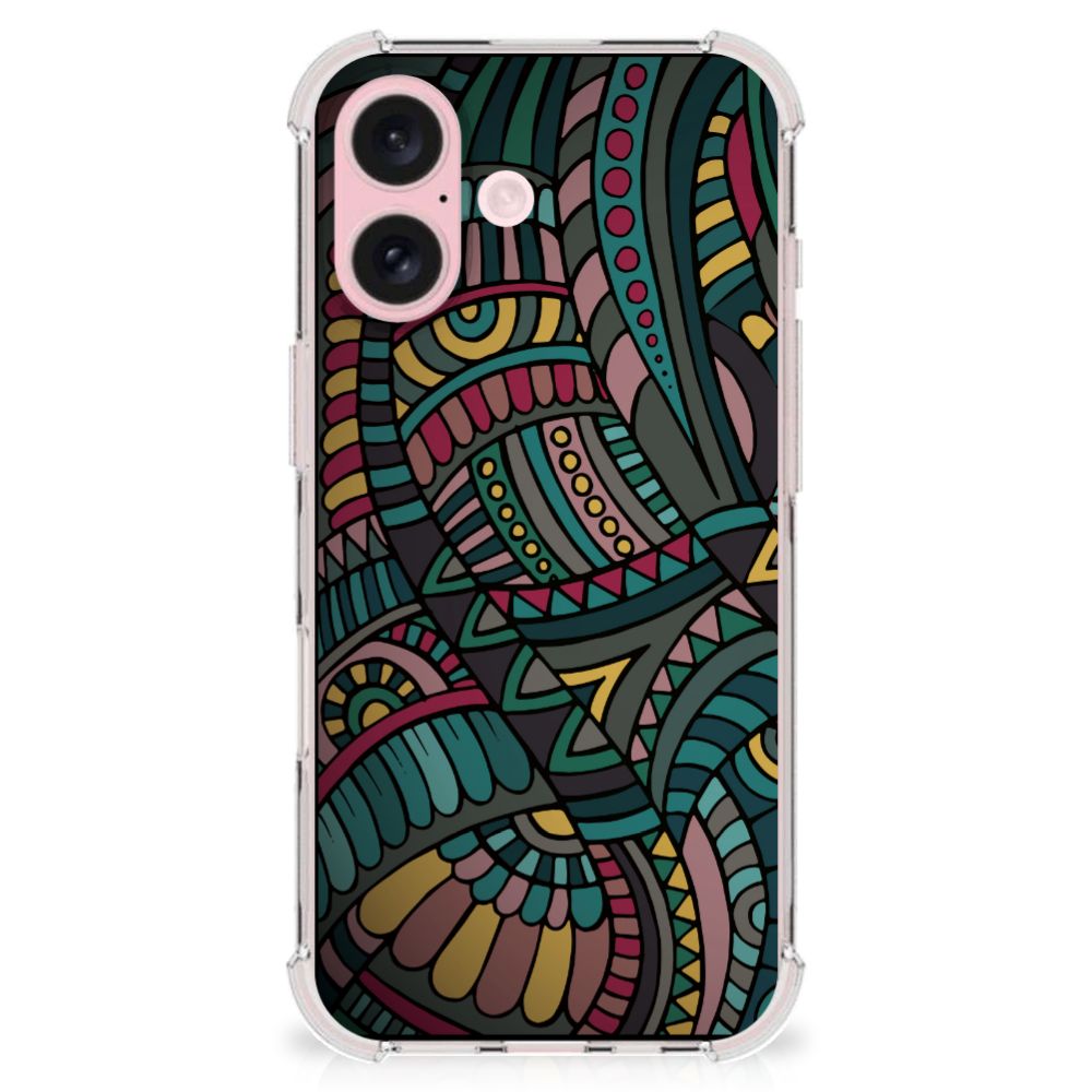 iPhone 16 Doorzichtige Silicone Hoesje Aztec design kleur ontwerp