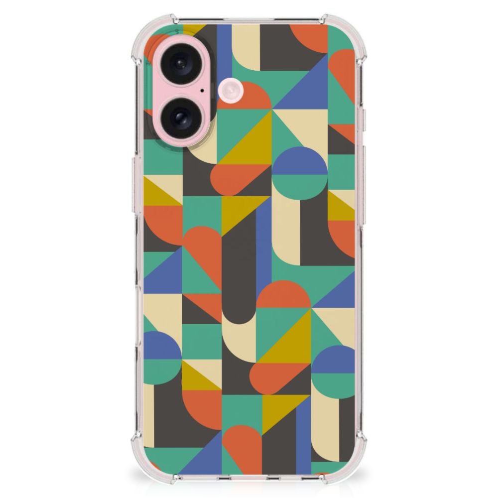 iPhone 16 Doorzichtige Silicone Hoesje Funky Retro achterzijde kleurrijk design