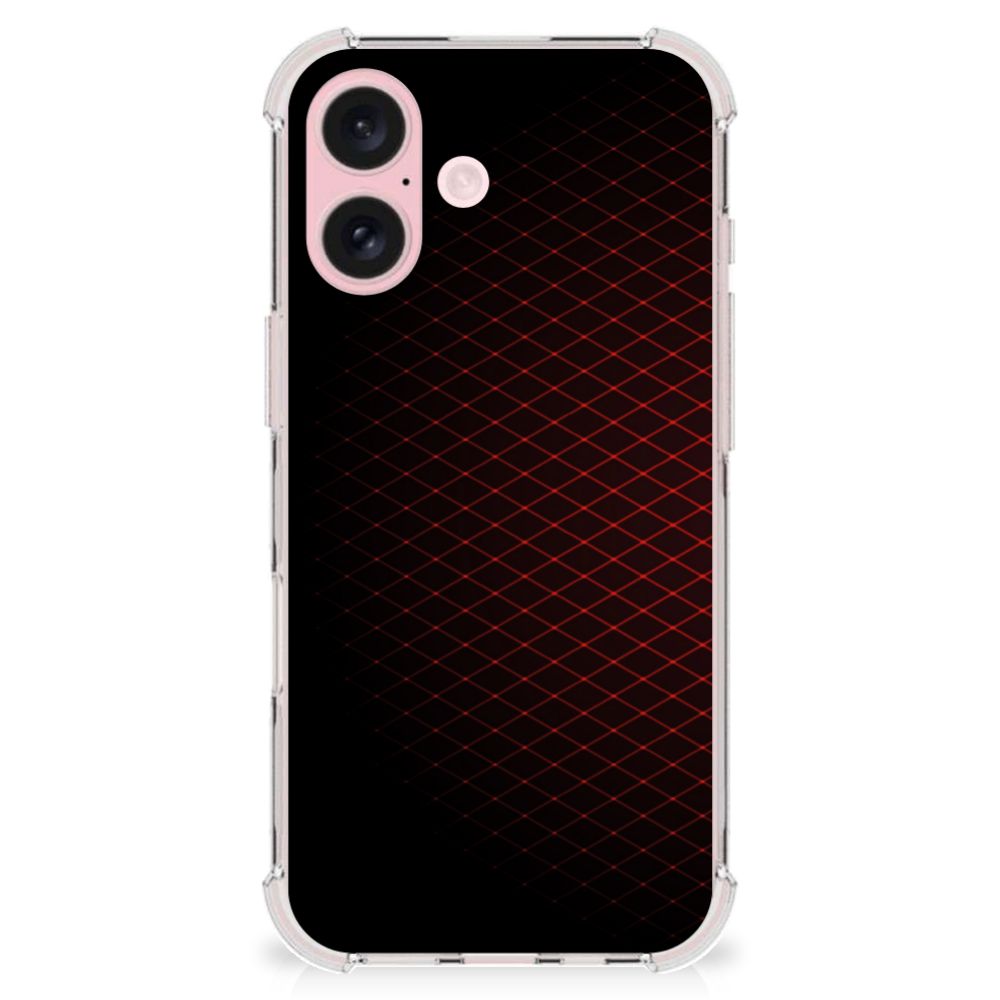 iPhone 16 Doorzichtige Silicone Hoesje Geruit Rood achterkant