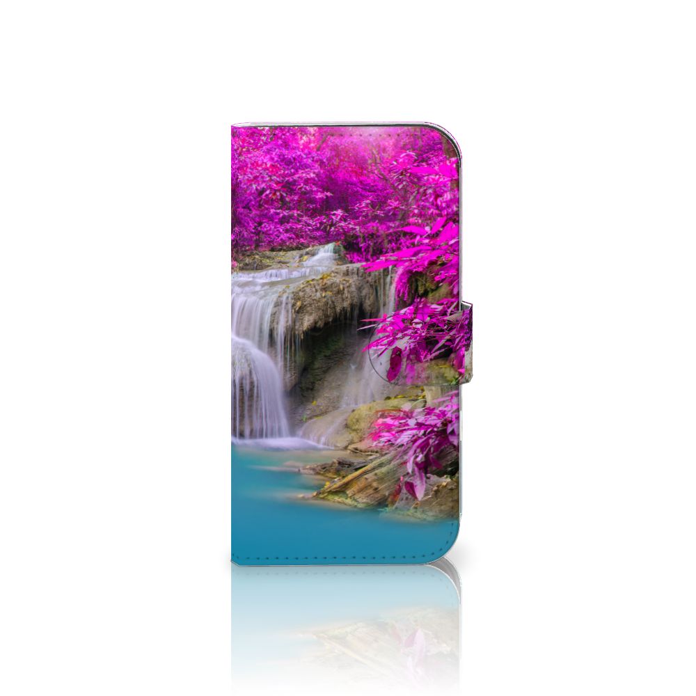 iPhone 16 Flip Cover Waterval flipcover waterval paarse bomen aanzicht