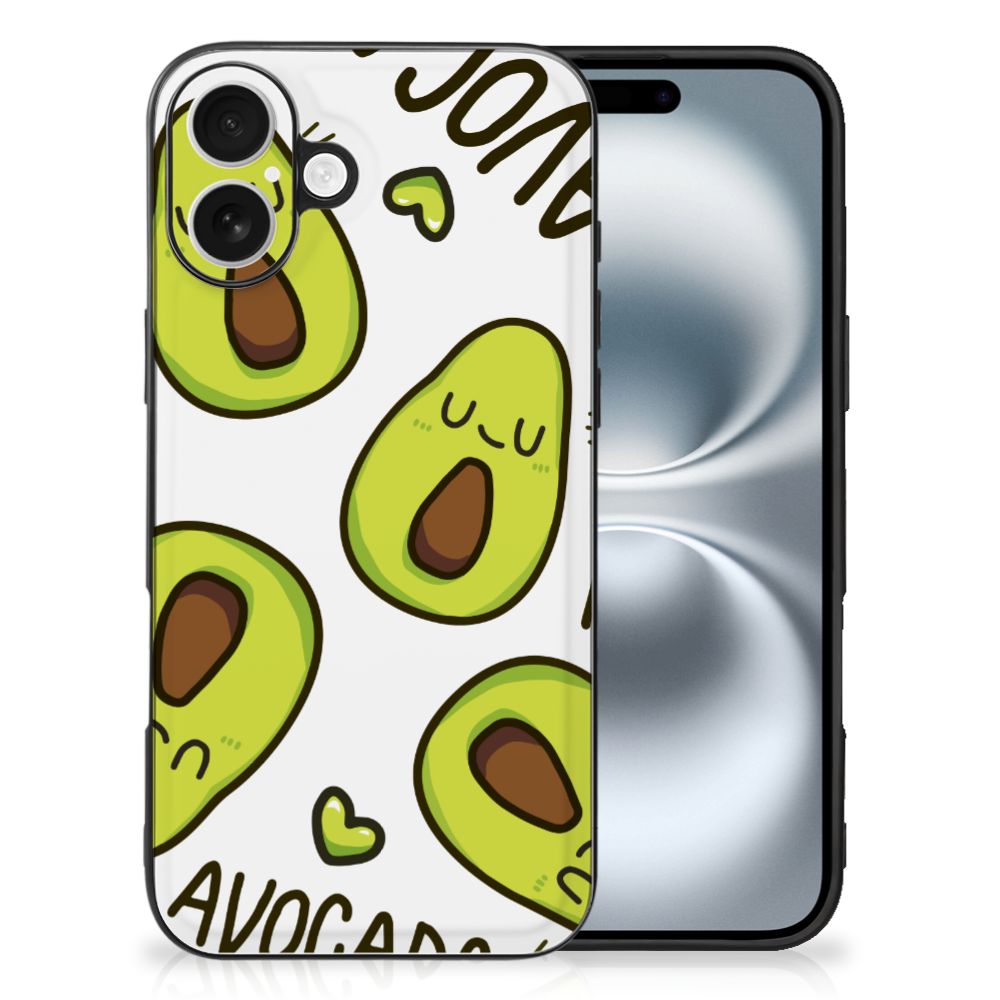 Apple iPhone 16 hoesje Avocado Singing design illustratie vooraanzicht
