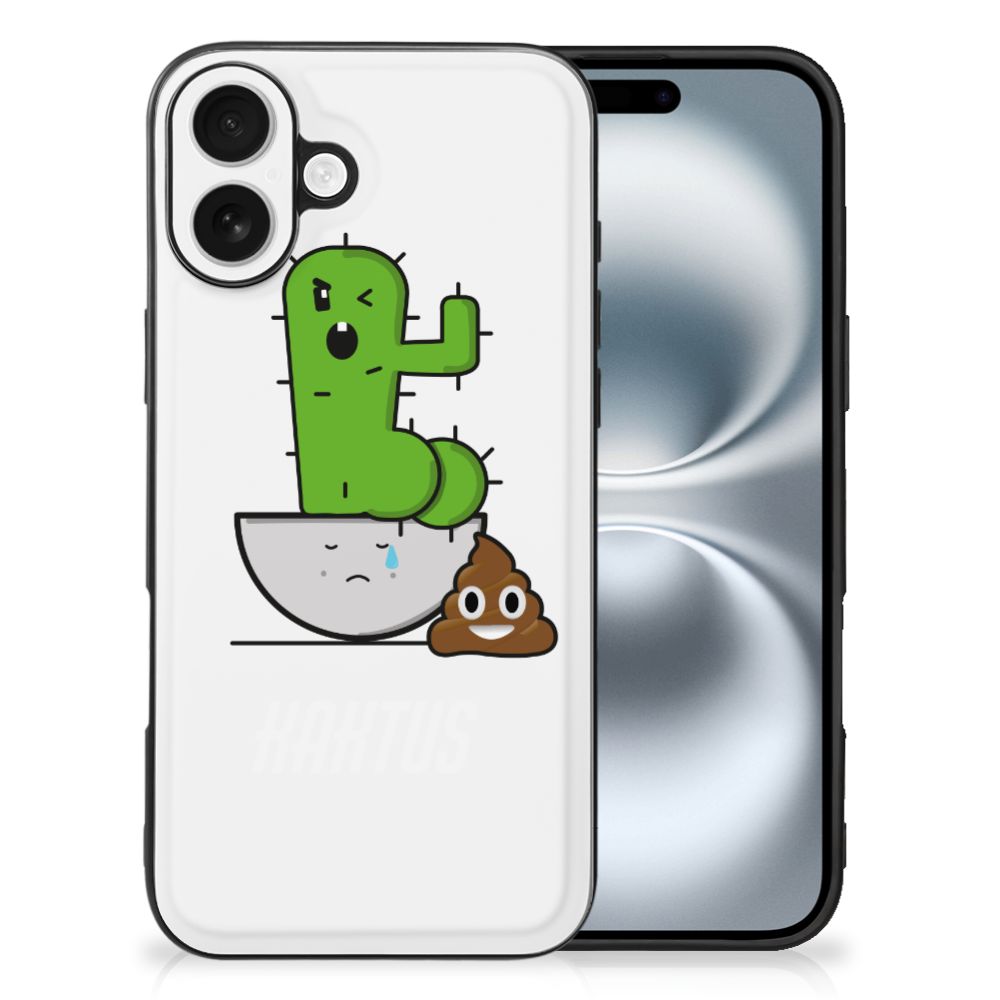 Apple iPhone 16 hoesje cactus poo design illustratie achterkant