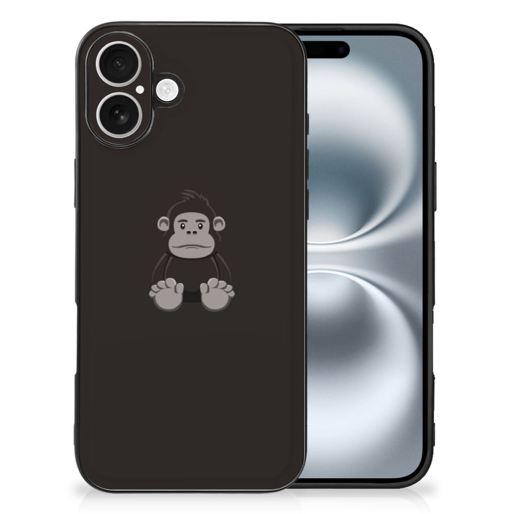 Apple iPhone 16 Hoesje Gorilla back cover illustratie zwart