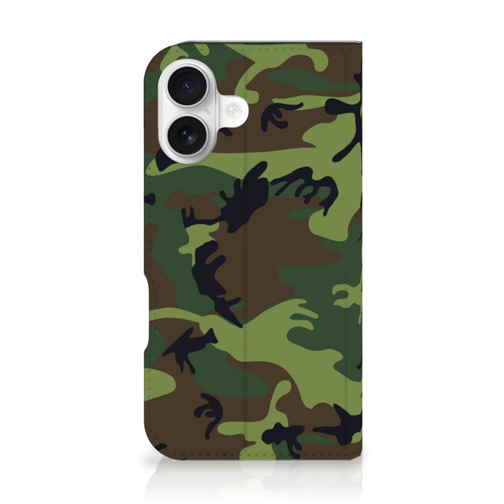 iPhone 16 Hoesje met Magneet Army Dark design camouflage aanzicht