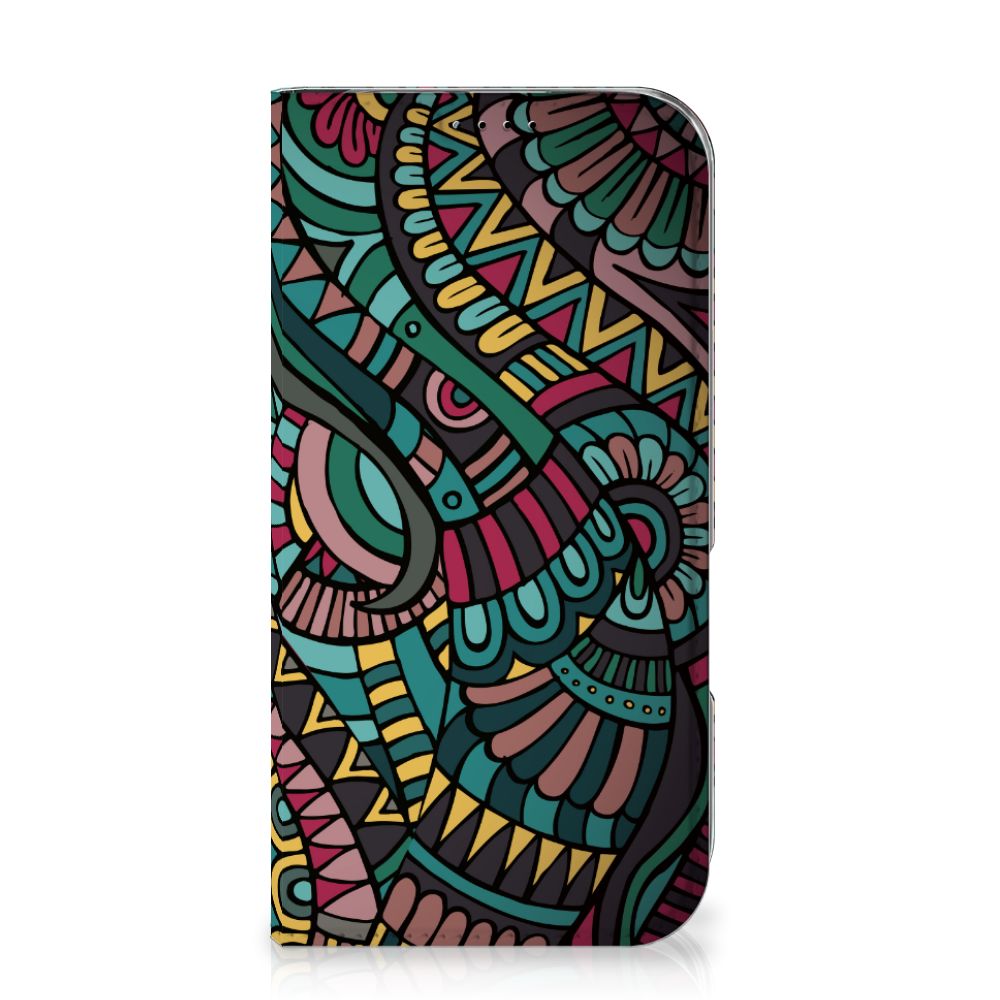 iPhone 16 Hoesje met Magneet Aztec design Aztec voorkant