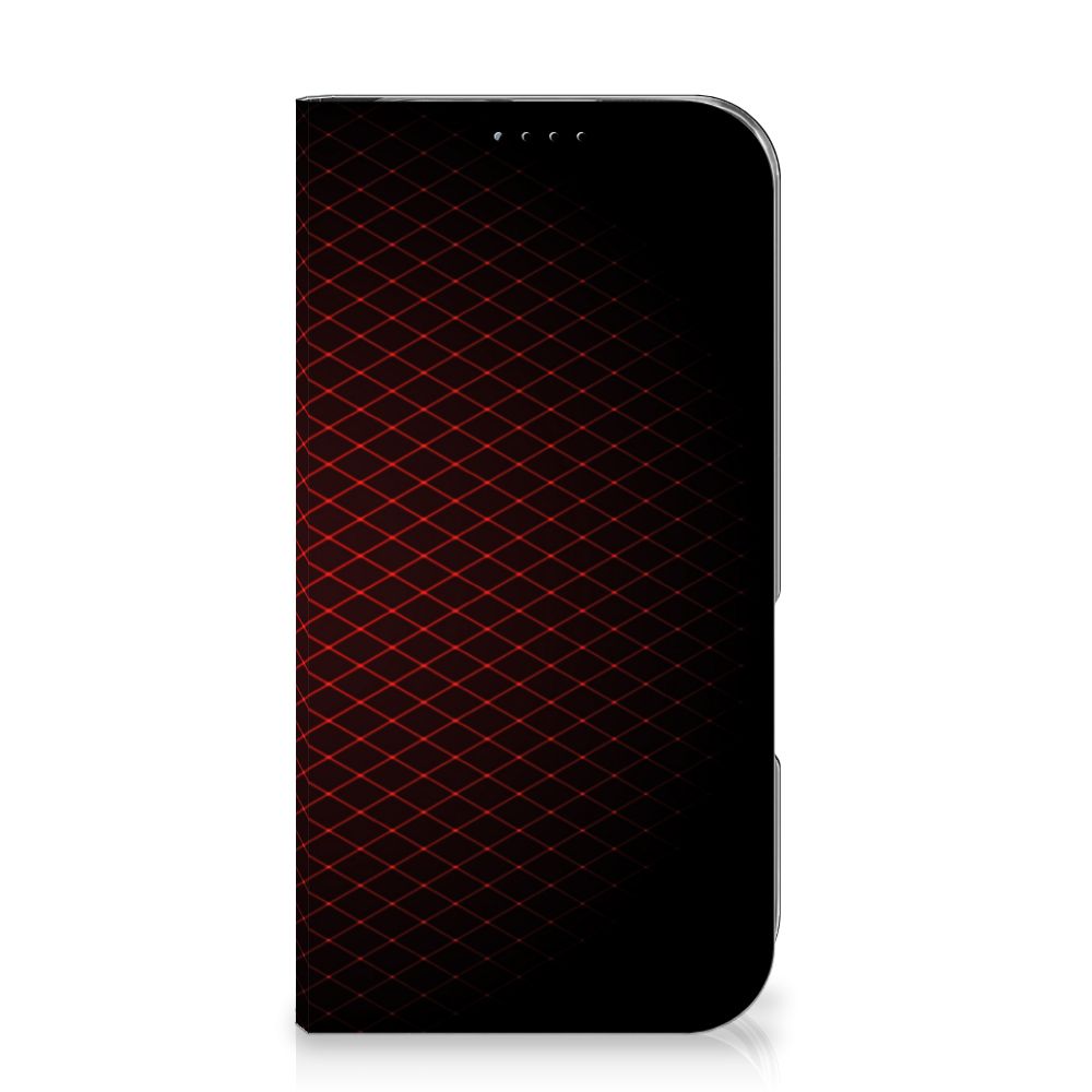 iPhone 16 Hoesje met Magneet Geruit Rood hoesje geruit rood zijkant