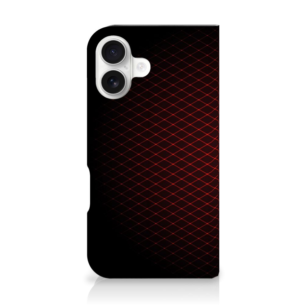 iPhone 16 Hoesje met Magneet Geruit Rood hoesje design geruit aanzicht