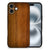 Apple iPhone 16 iPhone 16 Houten Print Telefoonhoesje Donker Hout achterzijde