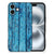 Apple iPhone 16 iPhone 16 Houten Print Telefoonhoesje Wood Blue achterkant houtprint blauw