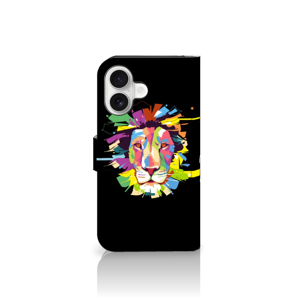 iPhone 16 Leuk Hoesje Lion Color telefoonhoesje kleurrijk design aanzicht