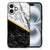 iPhone 16 Marmeren Print Telefoonhoesje Marmer Wit Zwart design marmer zwart wit aanzicht