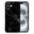 Apple iPhone 16 Marmeren Print Telefoonhoesje Marmer Zwart achterkant zwart marmer steen