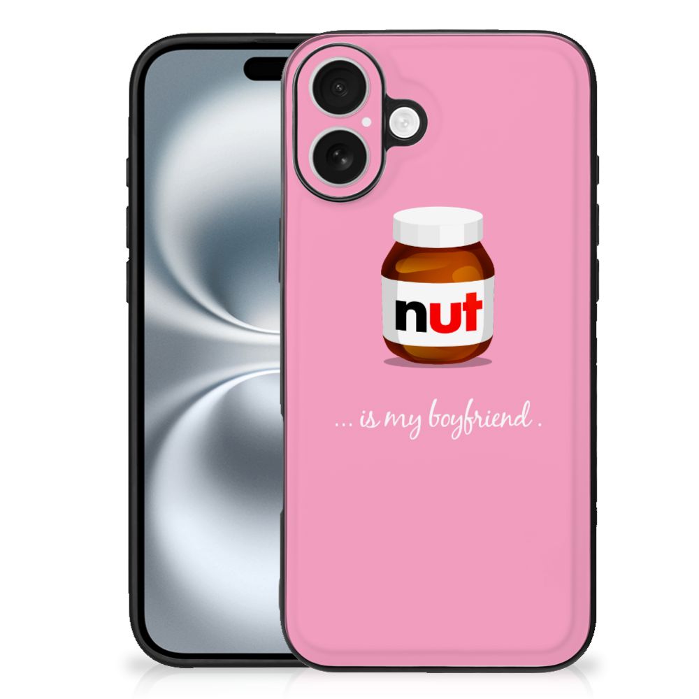 Apple iPhone 16 Plus Back Cover Hoesje Nut Boyfriend eten en drinken roze achterzijde