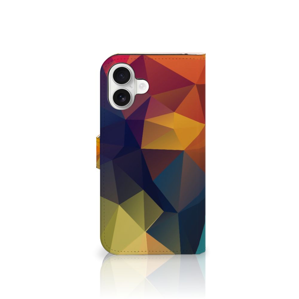 iPhone 16 Plus Book Case Polygon Color boek hoesje design patroon voorkant