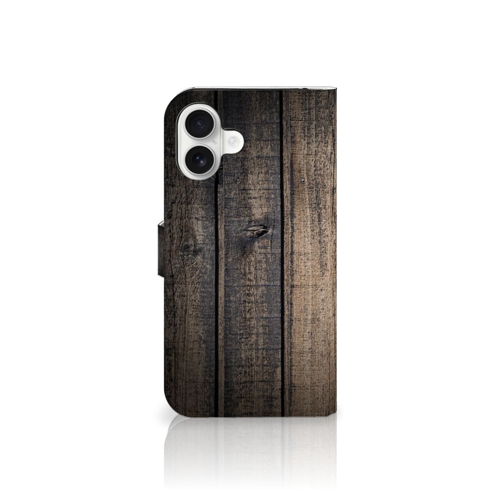 iPhone 16 Plus Book Style Case Steigerhout bookstyle case steigerhout aanzicht
